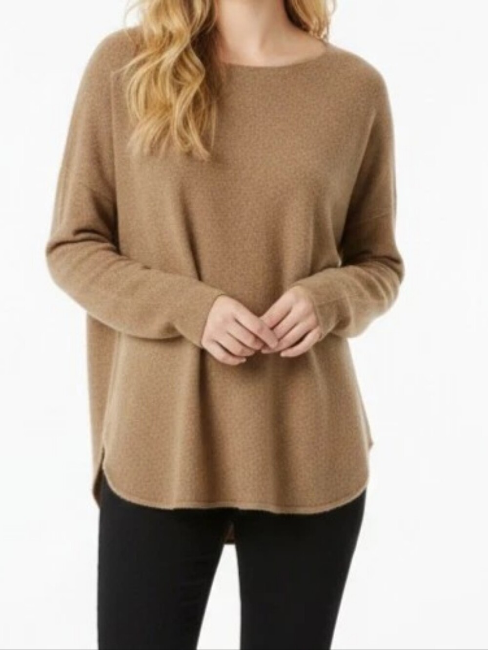 Charter Club 100% Cashmere Tunic Sweater Light Camel Heather Size S NWT
